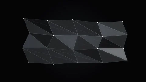 Low poly mesh animation, dark 3d geometric motion loop, dark background Stock Footage 346639007