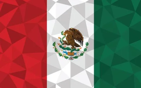 Low poly Mexico flag vector illustration. Triangular Mexican flag graphic. Me 스톡 일러스트