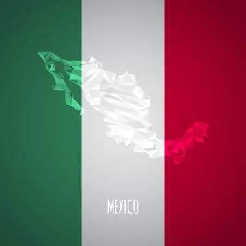 Low Poly Mexico Map with National Colors Stock Illustration