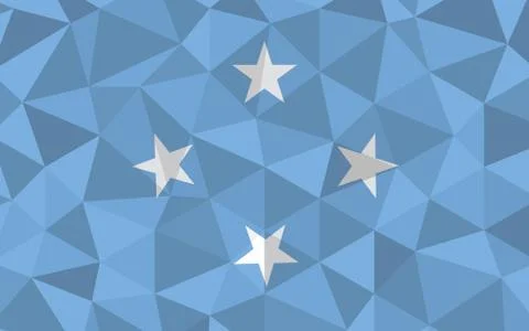 Low poly Micronesia flag vector illustration. Triangular Micronesian flag gra Illustrazione stock
