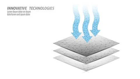 Low poly model breathable fabric technology. Blue wire mesh futuristic digital Stock-Illustration