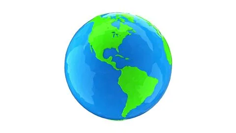 Low poly model of the earth globe on a white background. Stock Illustration