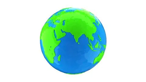 Low poly model of the earth globe on a white background. Stock Illustration