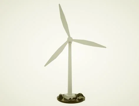 Low poly model of a wind farm. alternative energy concept. 3d render illustra Stock Illustration