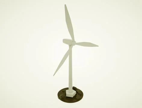 Low poly model of a wind farm. alternative energy concept. 3d render illustra Stock Illustration