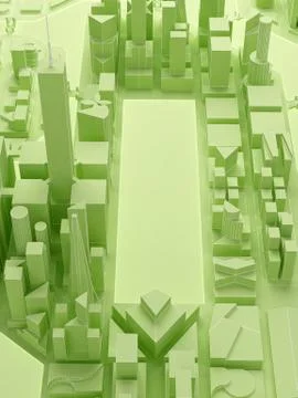 Low poly modern wireframe city 3d rendering Stock Illustration