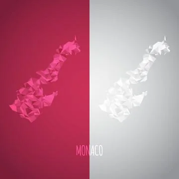 Low Poly Monaco Map with National Colors Stock Illustration