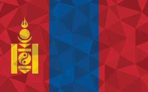 Low poly Mongolia flag vector illustration. Triangular Mongolian flag graphic Stock Illustration