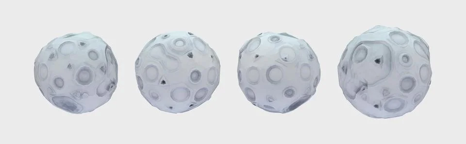 Low poly moon 3d image Stock Illustration