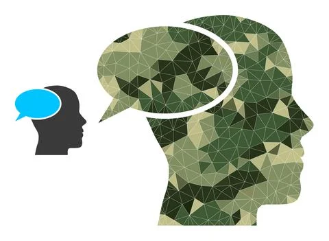 Low-Poly Mosaic Dream Cloud Icon in Camo Army Color Hues Stock Illustration