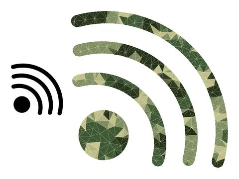 Low-Poly Mosaic Wi-Fi Signal Icon in Camo Military Colors Stockillustratie