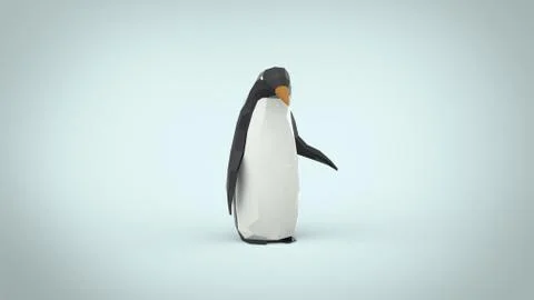 Low poly mother penguin 3d render illustration Stock Illustration