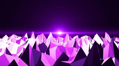 Low Poly Mountain Landscape. Digital background with flares Low Poly Mount... Foto stock