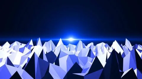 Low Poly Mountain Landscape. Digital background with flares Low Poly Mount... Foto stock
