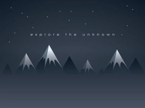 Low poly mountains night landscape vector background with stars in the sky Stock Illustration