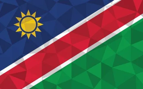 Low poly Namibia flag vector illustration. Triangular Namibian flag graphic.  Stock Illustration