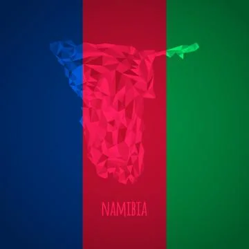 Low Poly Namibia with National Colors Stock Illustration