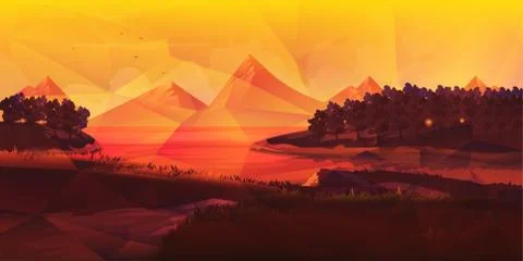 Low poly NatureLandscape Stock Illustration