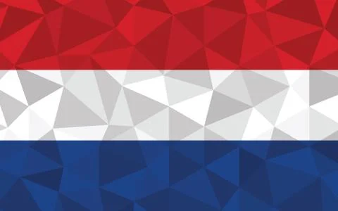 Low poly Netherlands flag vector illustration. Triangular Dutch flag graphic. Stockillustratie
