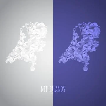 Low Poly Netherlands Map with National Colors Stock Illustration