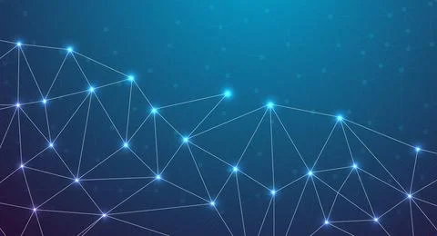 Low Poly Network Connection Background - Futuristic Blue Digital Design 스톡 일러스트