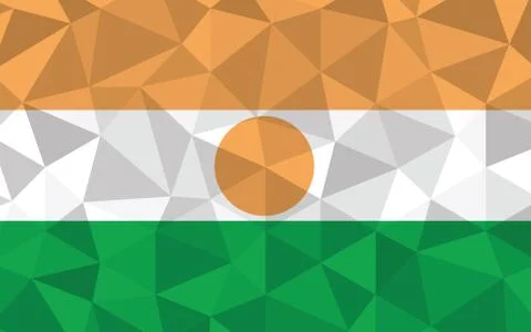 Low poly Niger flag vector illustration. Triangular Nigerien flag graphic. Ni Stockillustratie