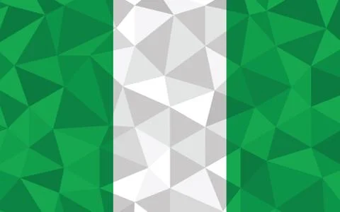 Low poly Nigeria flag vector illustration. Triangular Nigerian flag graphic.  Stock-Illustration