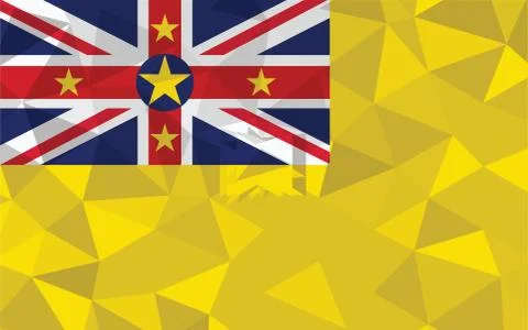 Low poly Niue flag vector illustration. Triangular Niuean flag graphic. Niue  Stock-Illustration