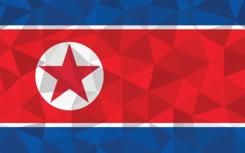 Low poly North Korea flag vector illustration. Triangular North Korean flag g Stockillustratie