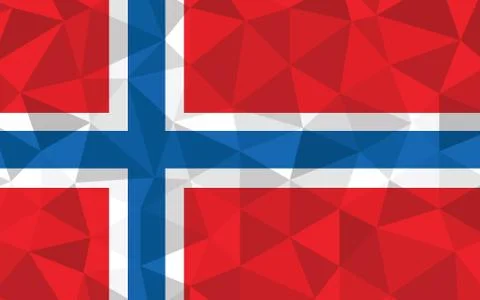 Low poly Norway flag vector illustration. Triangular Norwegian flag graphic.  Stock-Illustration