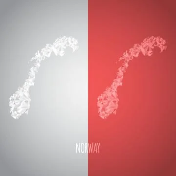 Low Poly Norway Map with National Colors Stock Illustration