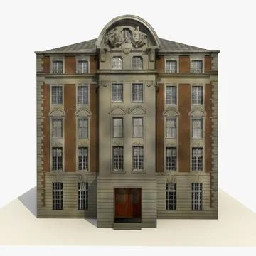 Low Poly Old Office Building 1 3D Model