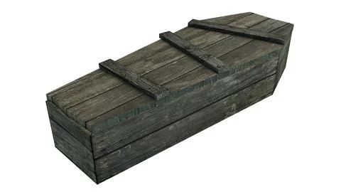 Low Poly Old Rustic Coffin With PBR Materials 3D Model