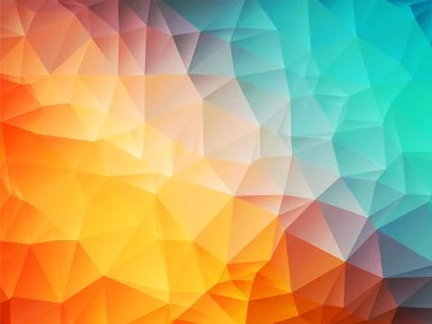 Low poly orange blue background Stock Illustration