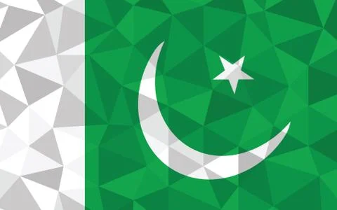 Low poly Pakistan flag vector illustration. Triangular Pakistani flag graphic Stock Illustration