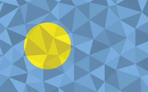 Low poly Palau flag vector illustration. Triangular Palauan flag graphic. Pal Illustrazione stock