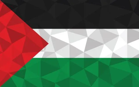 Low poly Palestine flag vector illustration. Triangular Palestinian flag grap Stock Illustration