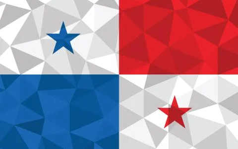 Low poly Panama flag vector illustration. Triangular Panamanian flag graphic. Ilustración de archivo