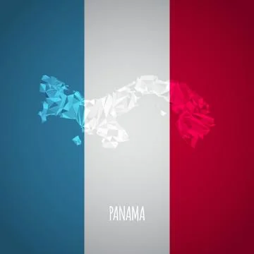 Low Poly Panama Map with National Colors Stock Illustration