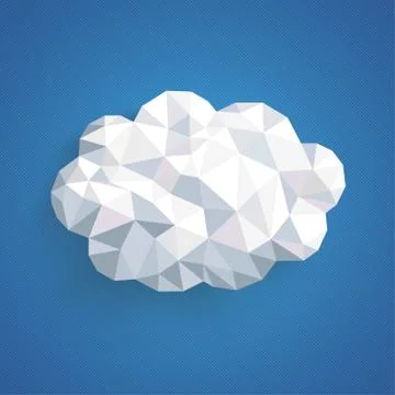 Low Poly Paper Cloud Striped Blue Sky イラスト素材