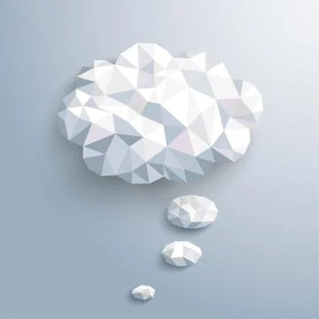 Low Poly Paper Thought Bubble Striped Blue Sky イラスト素材