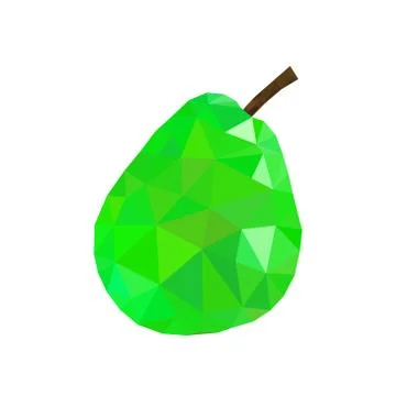 Low poly pear icon Green Stock Illustration