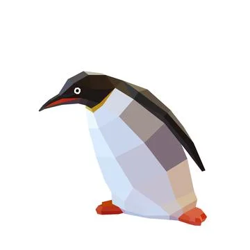 Low poly penguin image. penguin logo vector illustration Stock Illustration