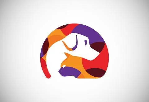 Low poly pet care logo design template. Animal logo design vector icon illu.. Stock Illustration