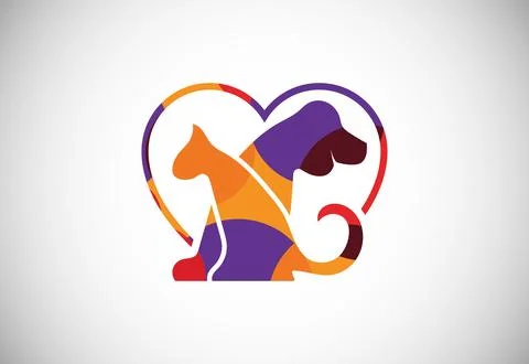 Low poly pet care logo design template. Animal logo design vector icon illu.. Stock Illustration