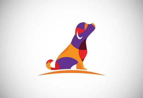 Low poly pet care logo design template. Animal logo design vector icon illu.. Stock Illustration