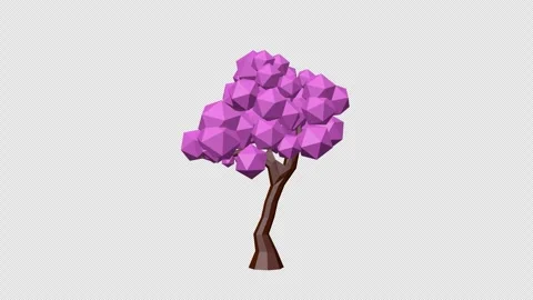 Low poly Pink Cherry Blossom Tree Alpha Loop Stock-Footage 265245909