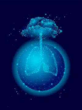 Low poly planet Earth lungs tree. Ecological business nature save forest prot Stock-Illustration