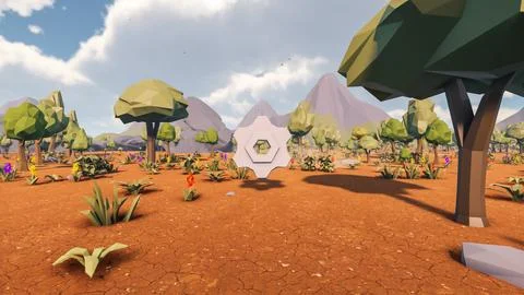 Low poly planet Earth white landscape background sustainable development Ec.. Illustrazione stock