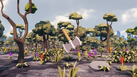 Low poly planet with icon and landscape sustainable development ecology 3d .. Stock Illustration